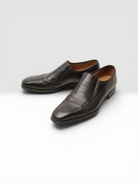 Magnanni Dominguez Apron Toe Venetian Loafer Mens 9.5 D Black Calf Leather Shoes